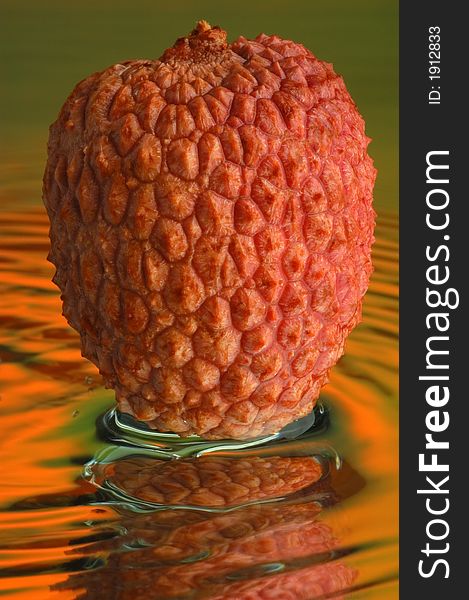 Litchi, water and mirror surface. Litchi, water and mirror surface