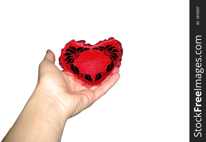 Heart in hand isolated, clipping path for photoshop, with path, for designer