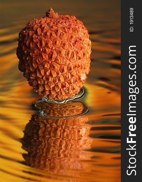 Litchi, water and mirror surface. Litchi, water and mirror surface