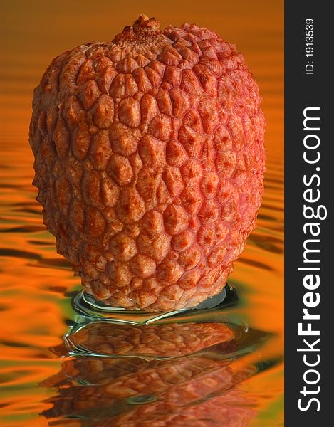 Litchi, water and mirror surface. Litchi, water and mirror surface