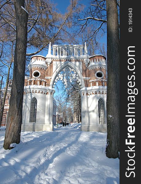 Arch building in winter
Russia