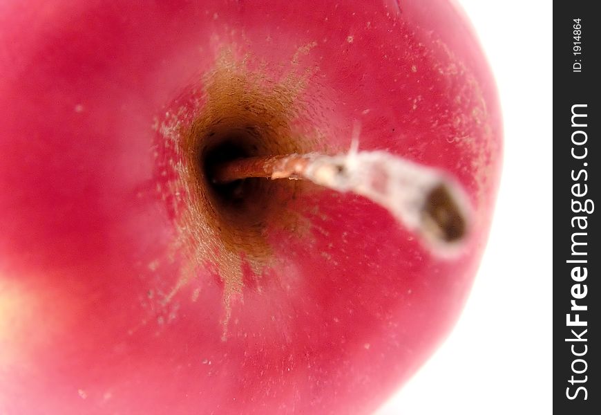 The apple photographed close up, red