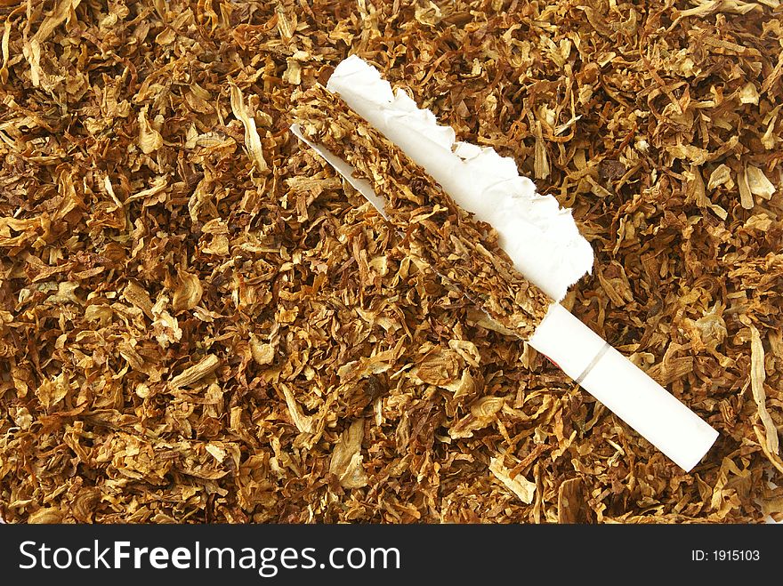 Sliced tobacco leaves background