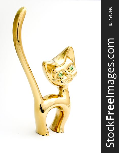 Aureate holder for rings in the form of cat
