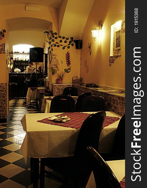 Picture of traditional central european restaurant interior