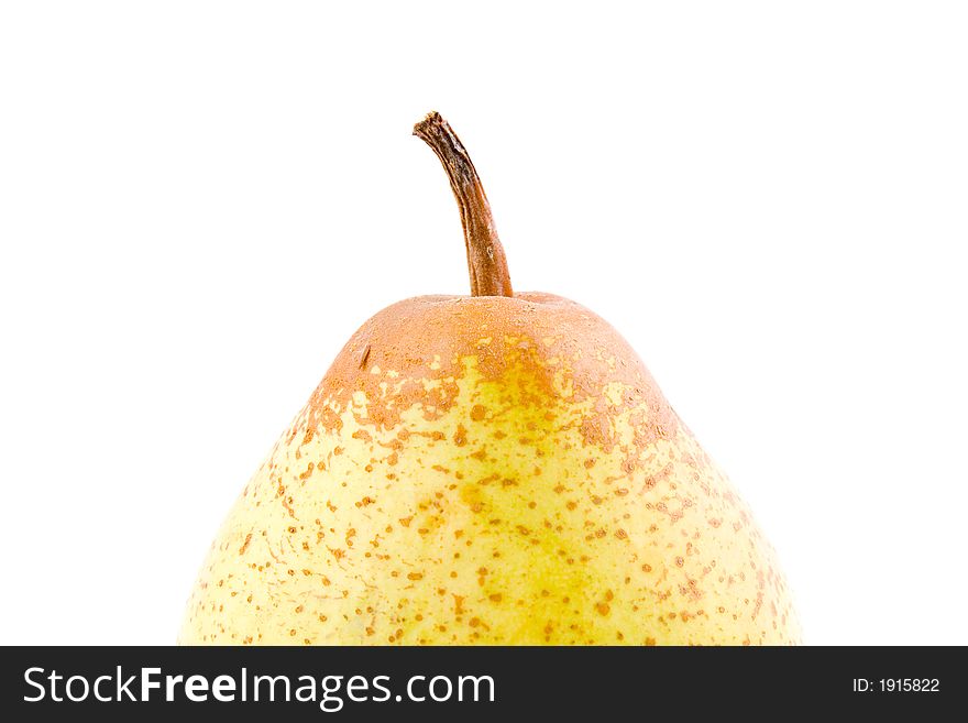 Half of bright yellow pear, summer fruit. Half of bright yellow pear, summer fruit