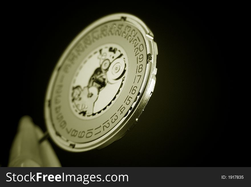 A close up watch mechanism