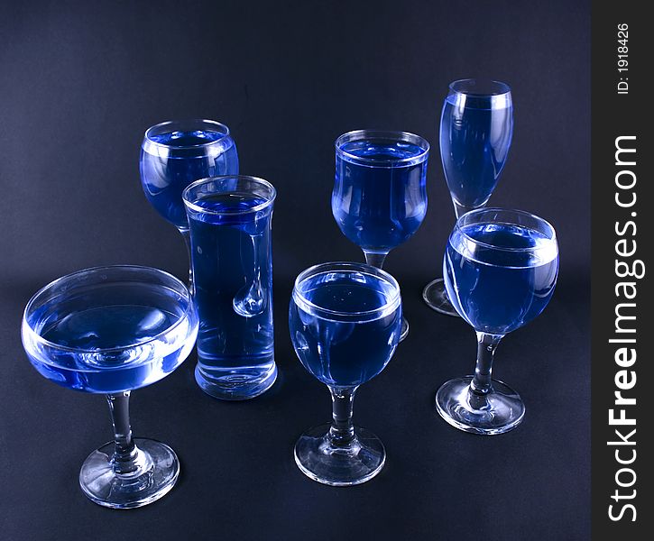 Glasses with a blue drink