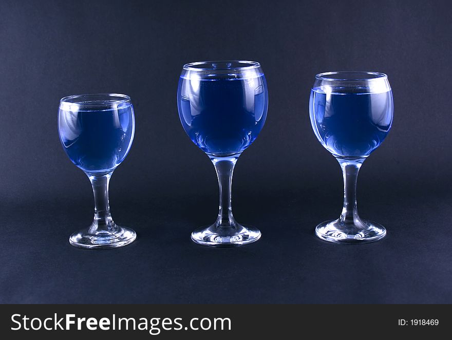 Glasses with a blue drink