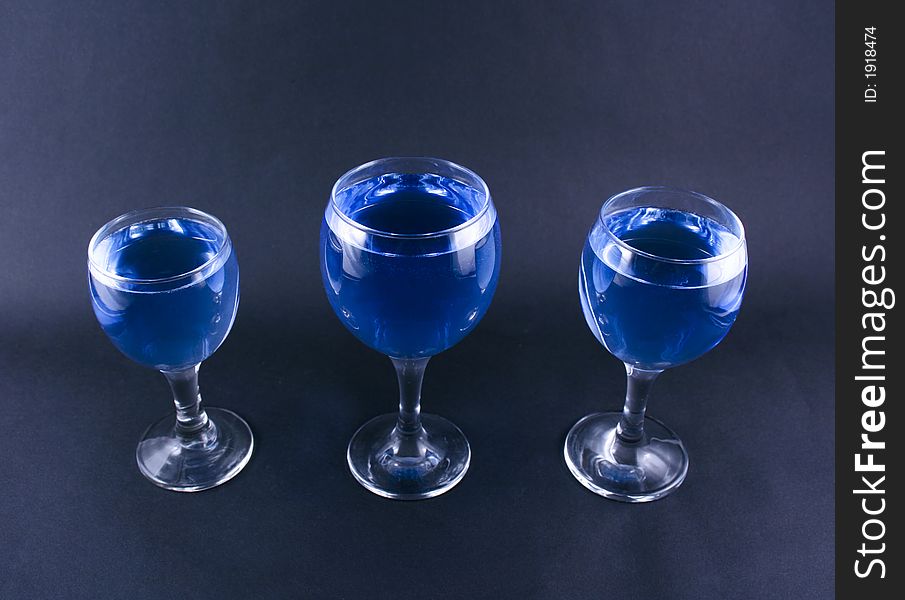 Glasses with a blue drink