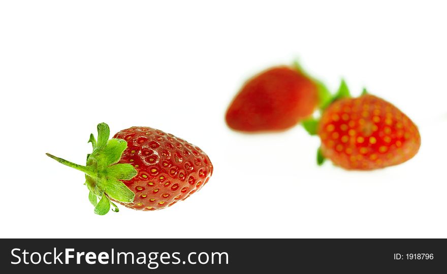 View of some nice delicious red strawberry on white sheet