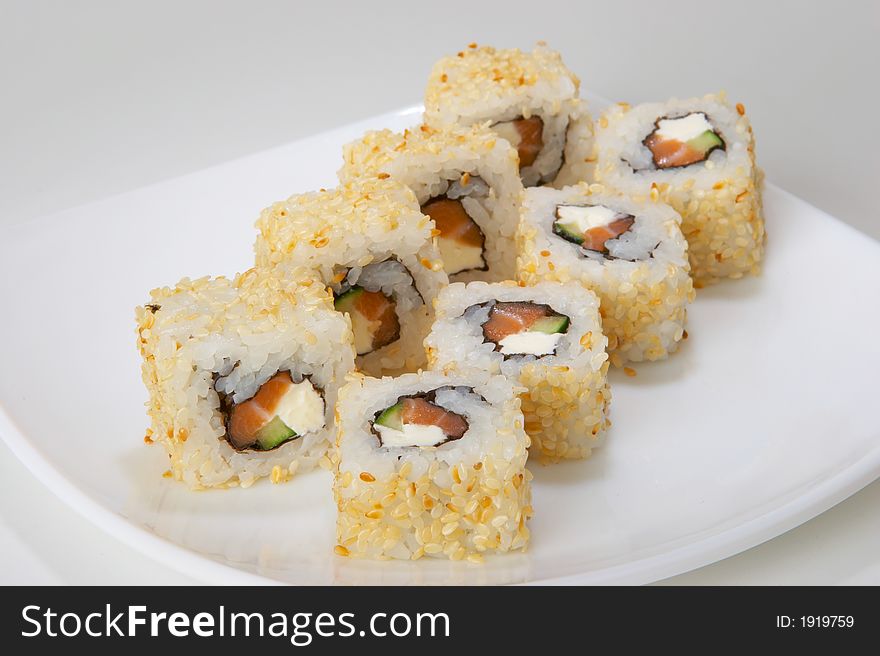 Rolls with salmon, tuna, eel, shellfish, shrimp or crabmeat. Rolls with salmon, tuna, eel, shellfish, shrimp or crabmeat