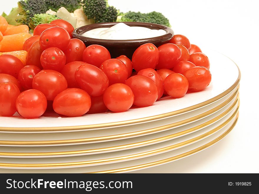 Shot of tomatoes with assorted vegetables