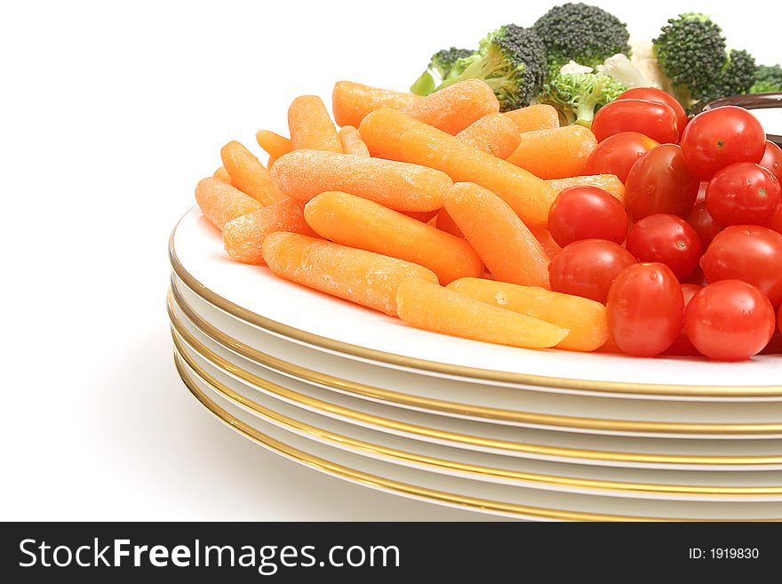 Shot of carrots with assorted vegetables