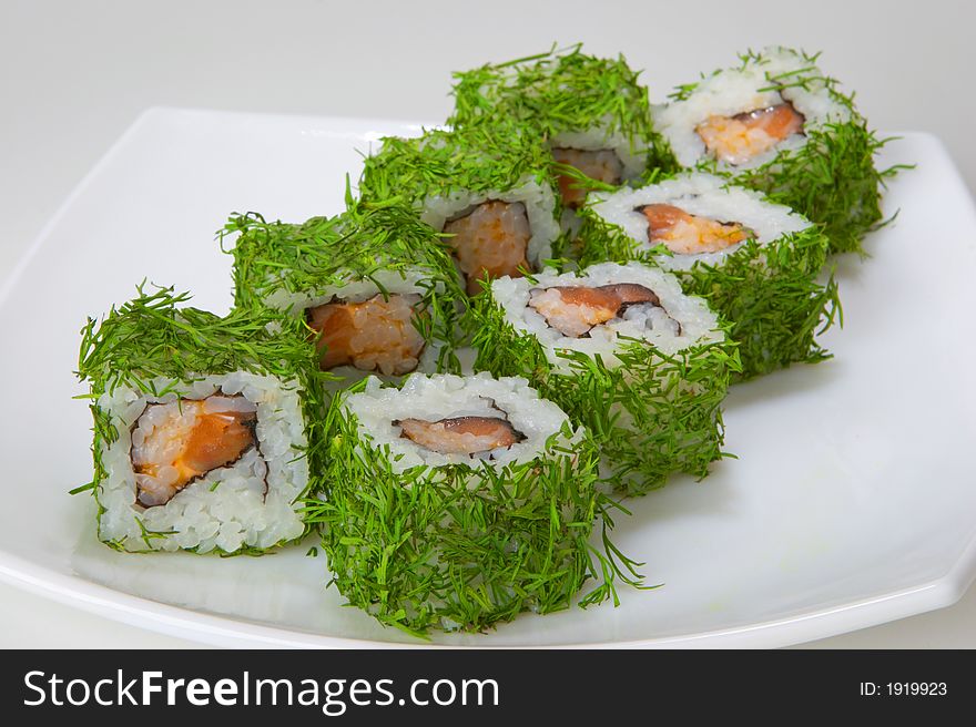 Rolls with salmon, tuna, eel, shellfish, shrimp or crabmeat. Rolls with salmon, tuna, eel, shellfish, shrimp or crabmeat