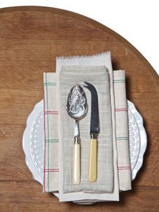 Old Spoon And Fork On Plate Stock Photo Old Spoon And Fork On Plate Stock Photo
