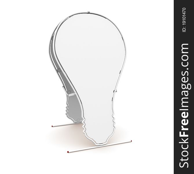 White advertising billboard in the form of light bulbs on a white background