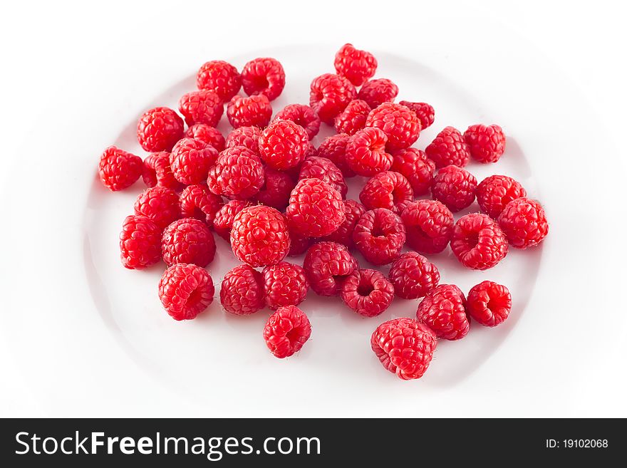 Fresh raspberries on a plate