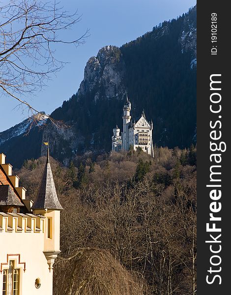 Neuschwanstein castle in Germany. Bavaria. Neuschwanstein castle in Germany. Bavaria