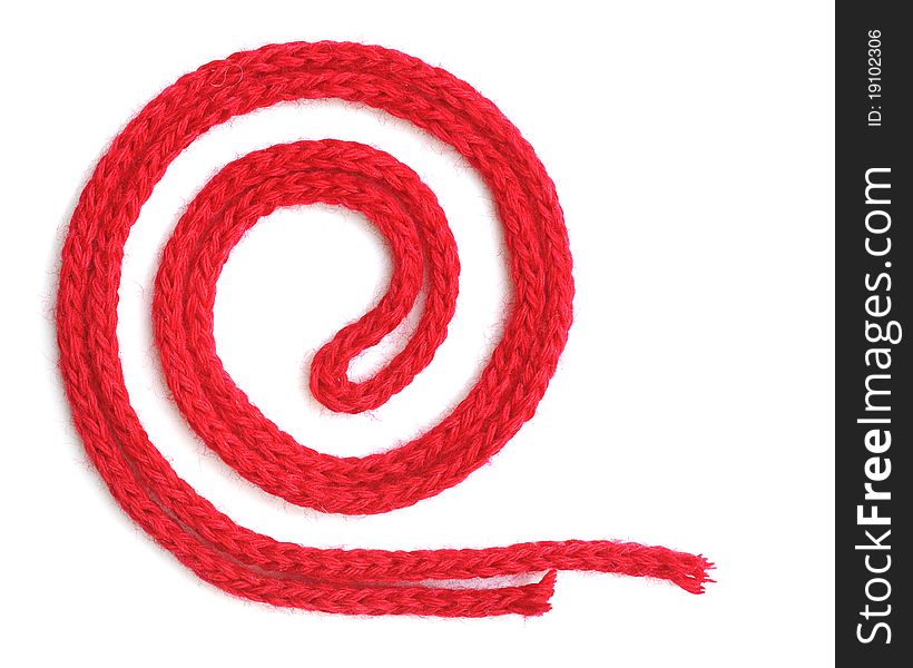 Red synthetic ropes isolated on white background