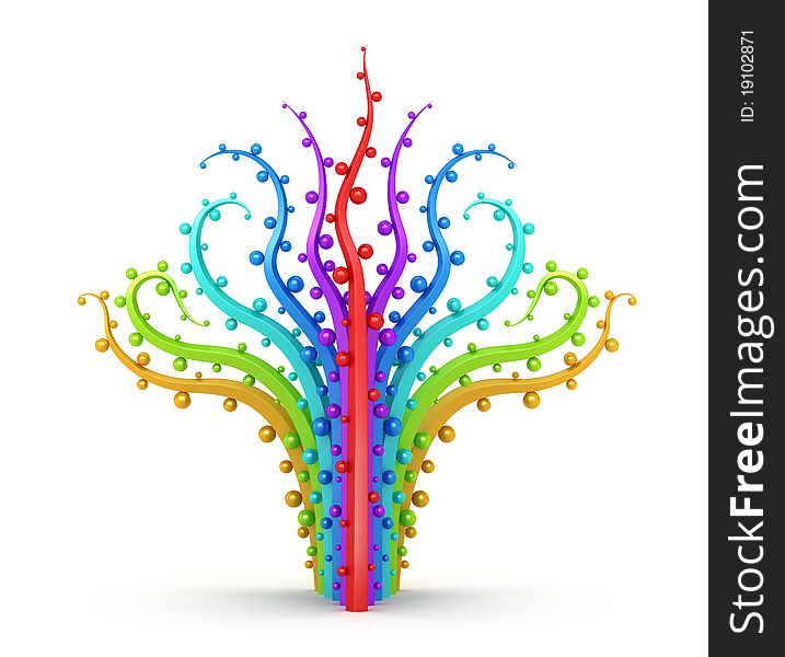Abstract rainbow tree isolated on white