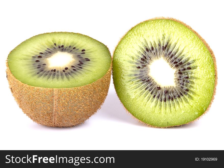 Kiwi two halves exempted from white background. Kiwi two halves exempted from white background