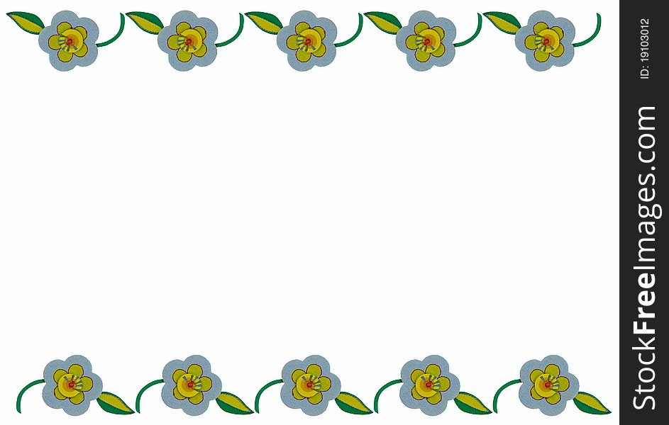 Blank paper with blue, yellow, green and red flower border