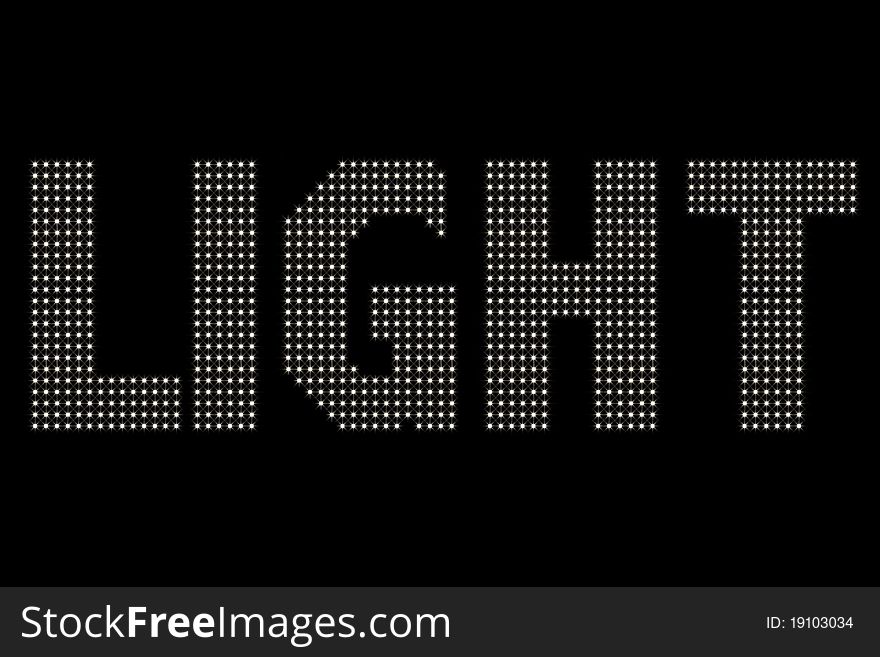 The word Light made with hundreds of led lights