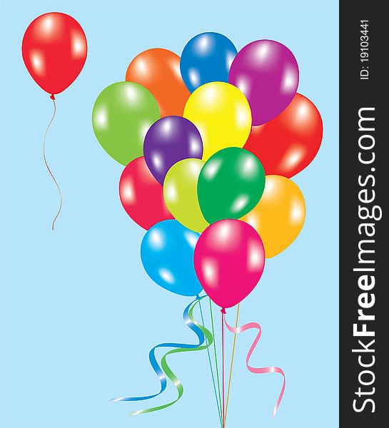 vector illustration of colorful balloons in the sky