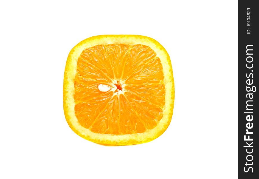 Orange square with seeds on a white background