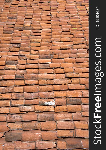 Red tile of old roof. Red tile of old roof