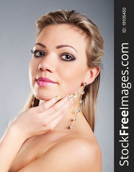 Studio Portrait Of Young Beautiful Woman