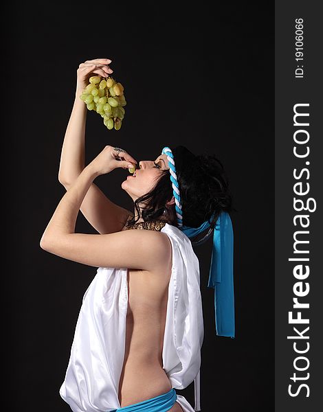 Ancient Greece Woman With A Bunch Of Grapes