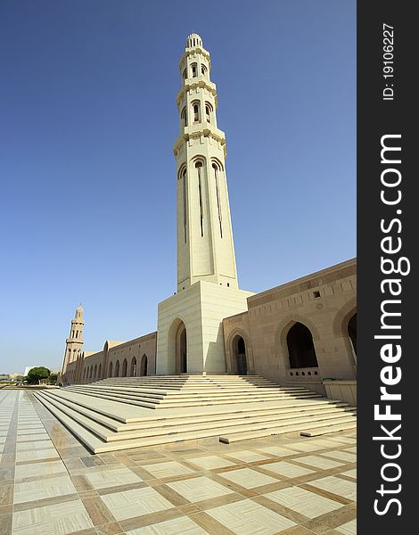 Detail of minaret in sultan qaboos mosque in muscat oman