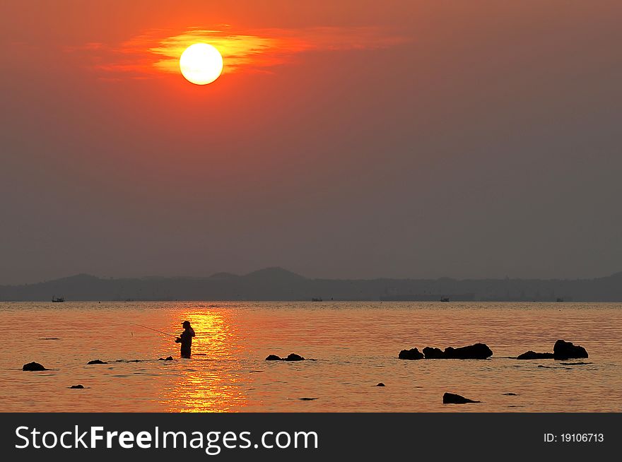 Fishing At Sunset