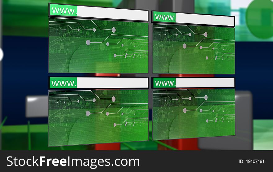 Internet browser, 4 windows open. Internet browser, 4 windows open