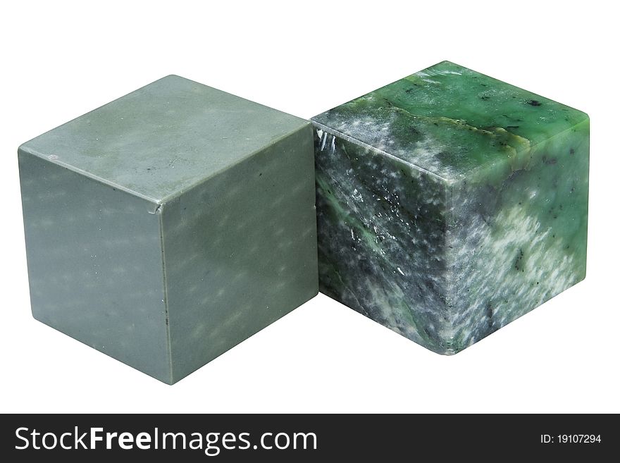 Cubes of different minerals, rocks isolated on a white background. Cubes of different minerals, rocks isolated on a white background
