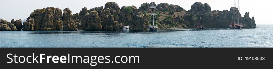 Aegean sea landscape view of water and mountains