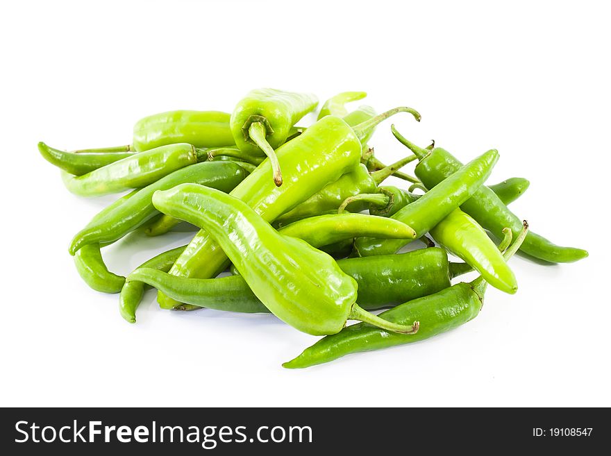 Chilli peppers on white background