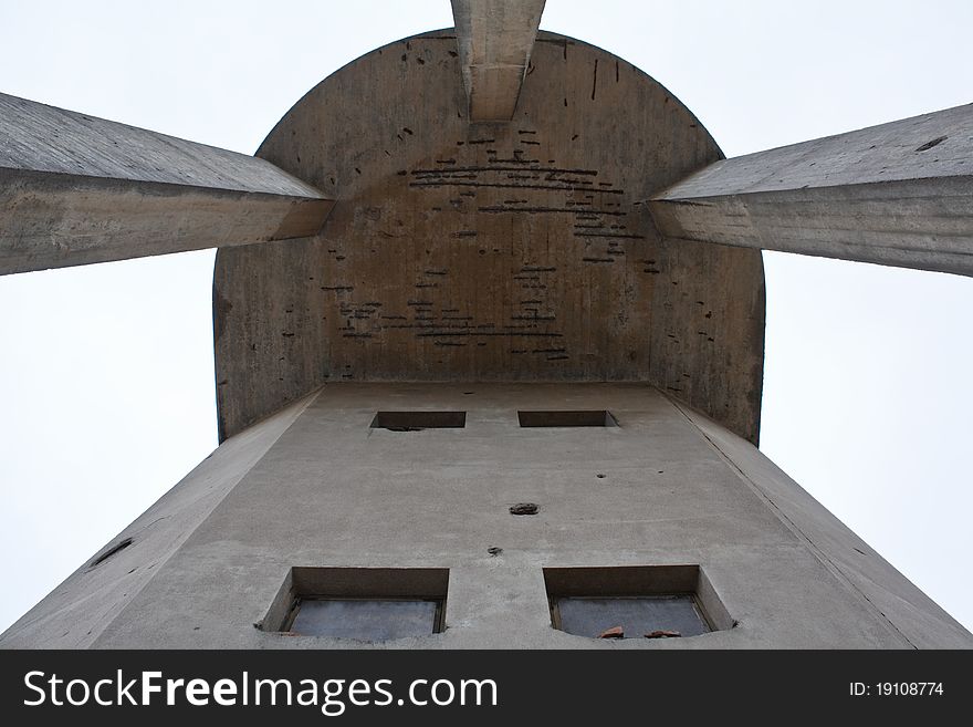 Old watchtower in bad shape.