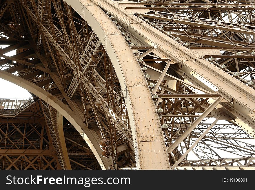 The Eiffel Tower framework and the fragments construction. Paris. France. The Eiffel Tower framework and the fragments construction. Paris. France