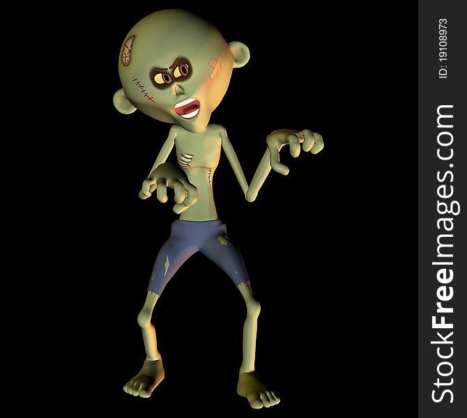 3d rendering  of a zombie as an illustration in the comic style. 3d rendering  of a zombie as an illustration in the comic style