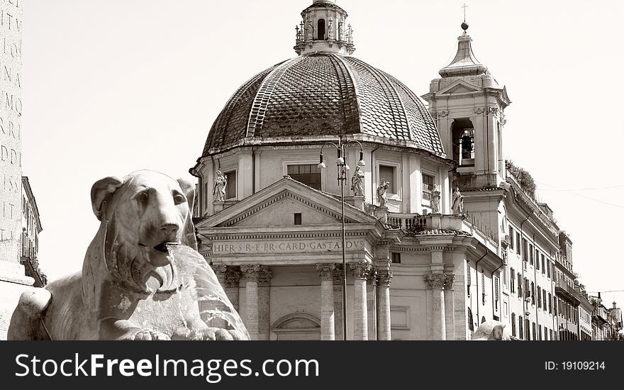 Piazza Del Popolo In Rome Italy