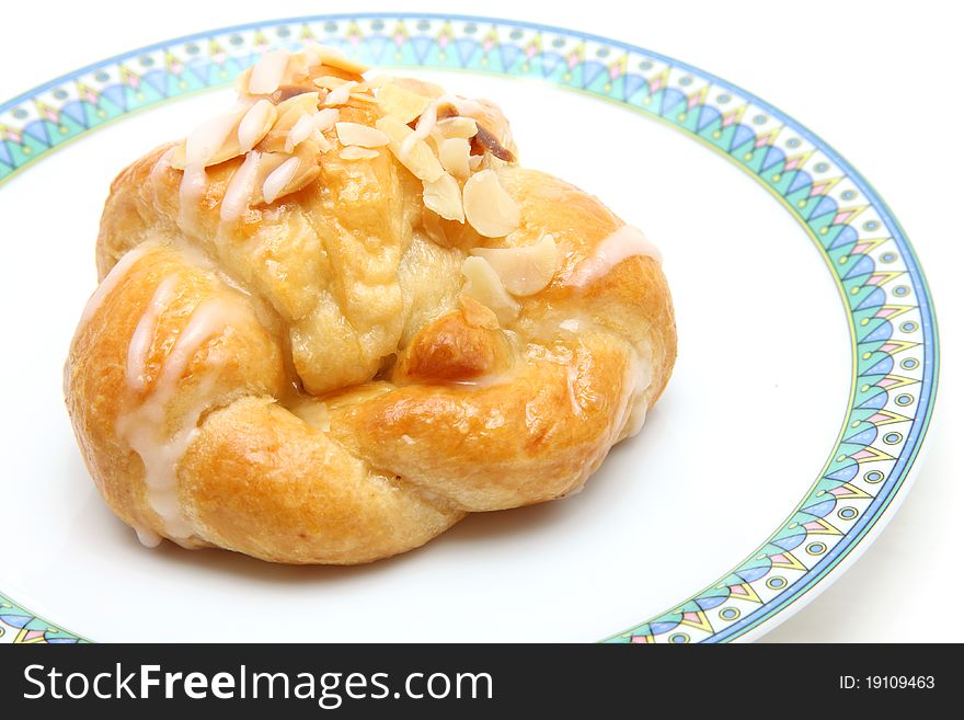 Almond croissant on dish