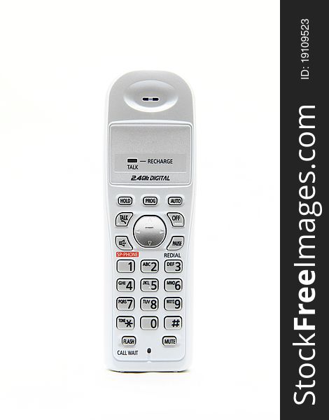 Isolated white cordless phone on white