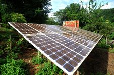 Solar Cell Panels In Urban Village Stock Photos