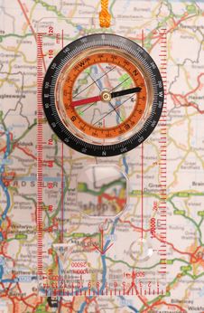Compass And Map Stock Photo Compass And Map Stock Photo