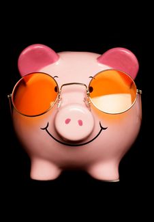 Piggy Bank With Sunglasses Royalty Free Stock Image
