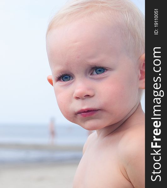 Cute little girl looking serious