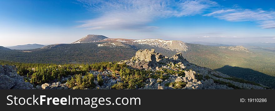 Mountains of Southern Ural. Mountain of Big Iremel. Mountains of Southern Ural. Mountain of Big Iremel.